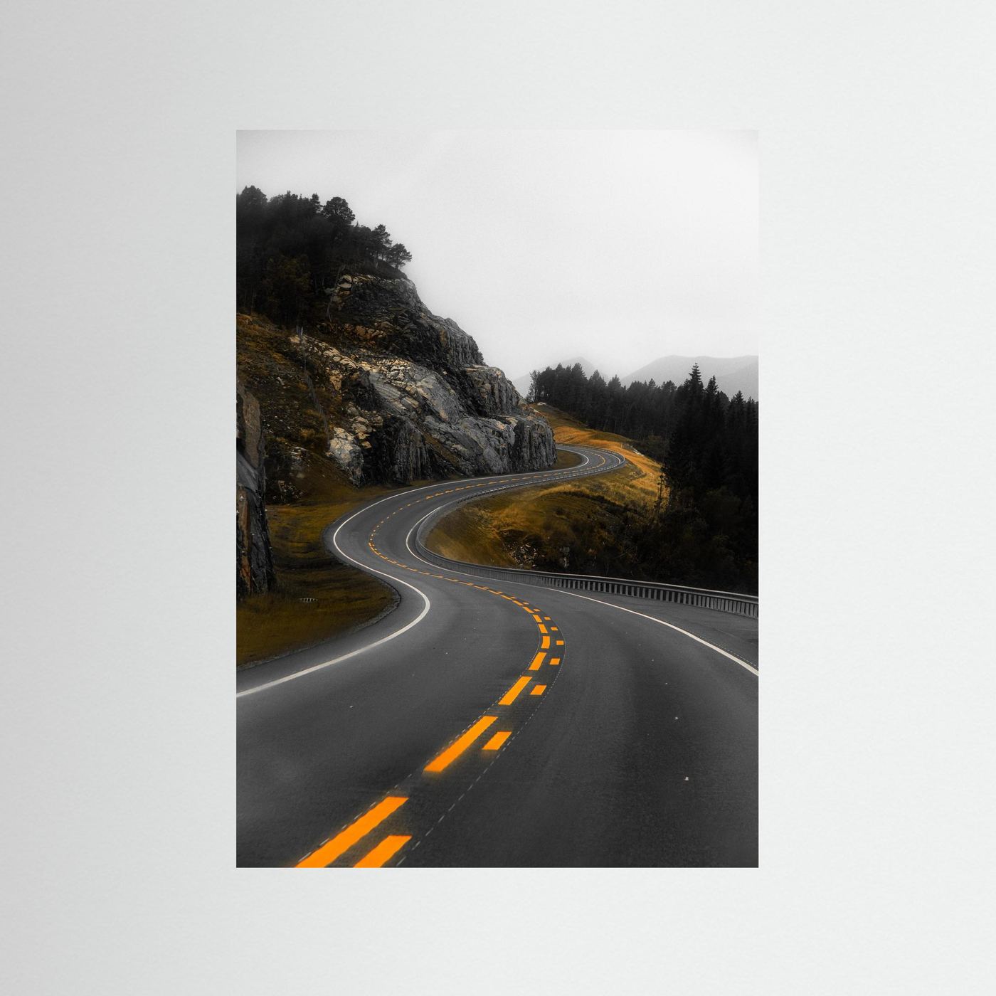 Winding road in the Norwegian mountains 
