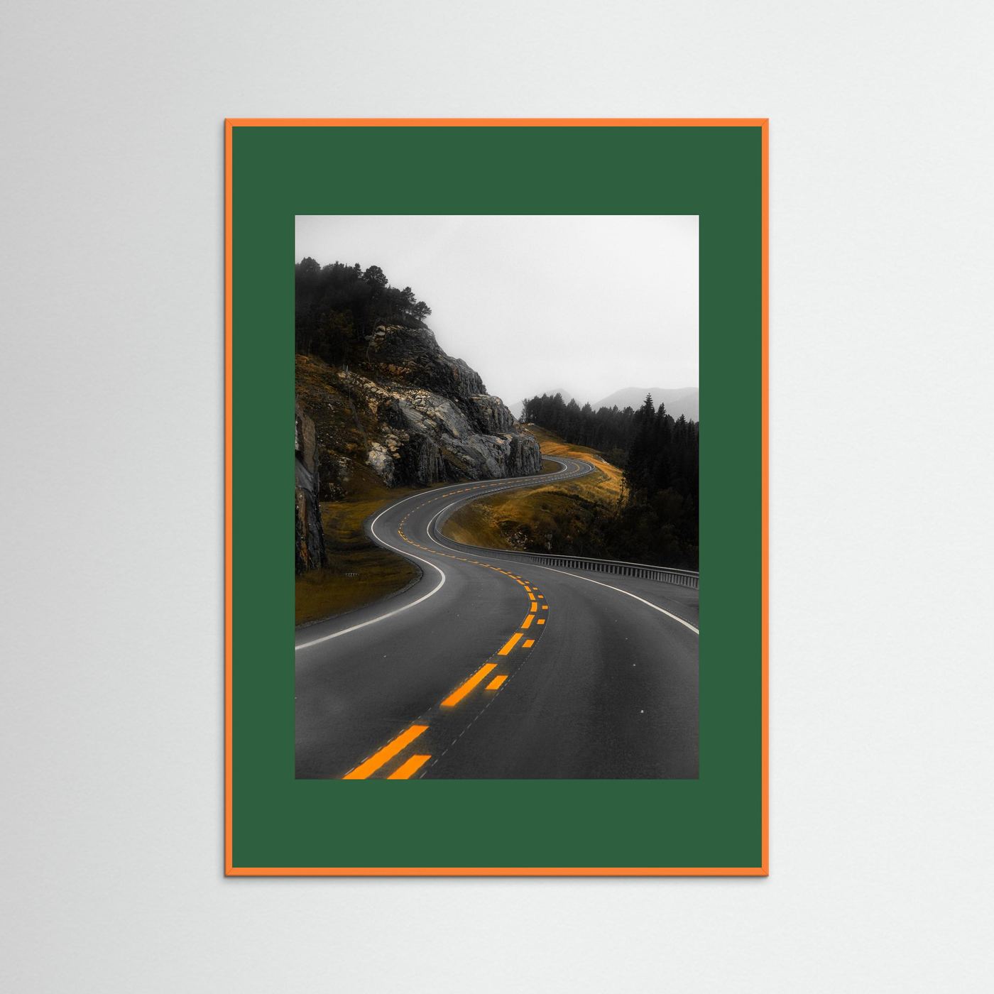 Winding road in the Norwegian mountains 