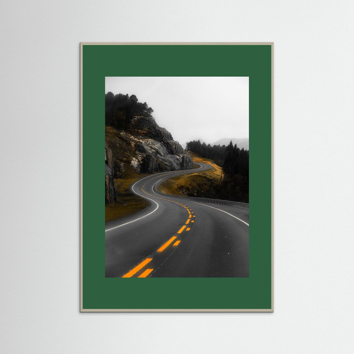 Winding road in the Norwegian mountains 
